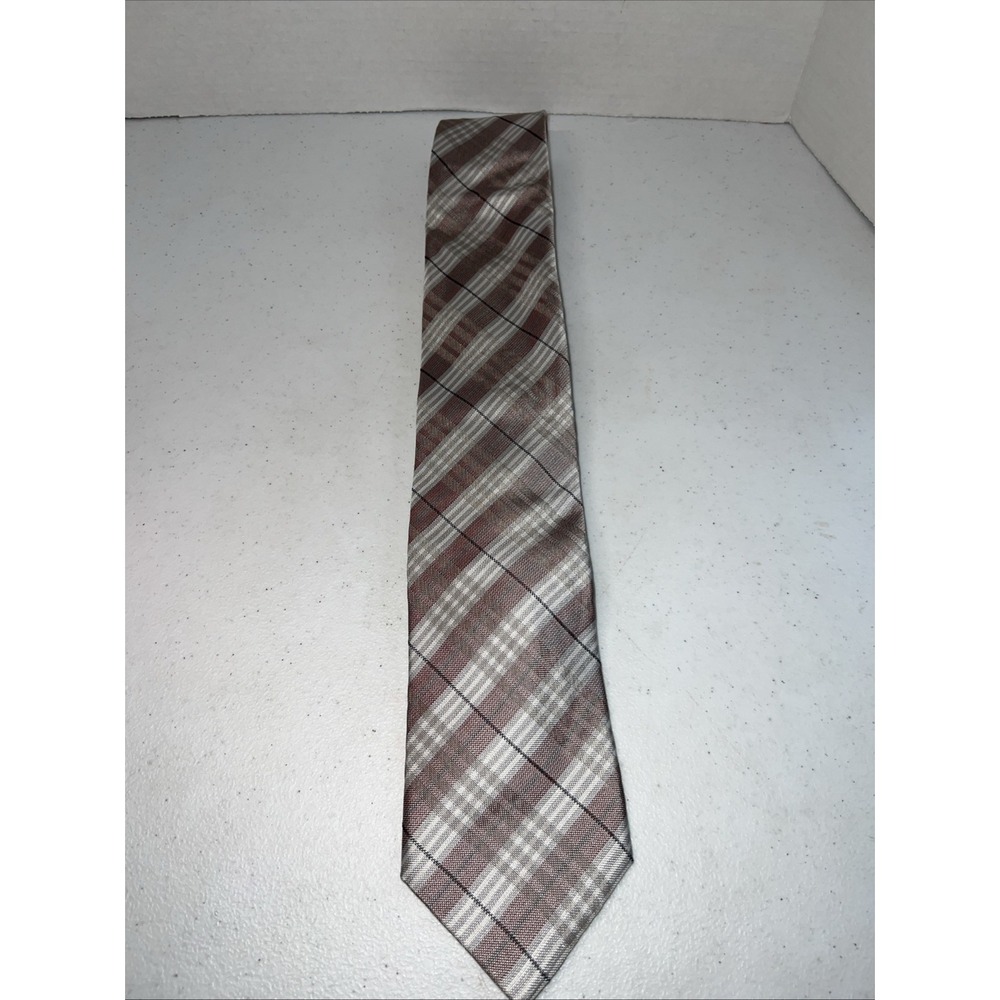 Euro Knot by Barton Como Plaid Gray Tartan 100% Silk Men's Neck Tie 3.5"W 63"L